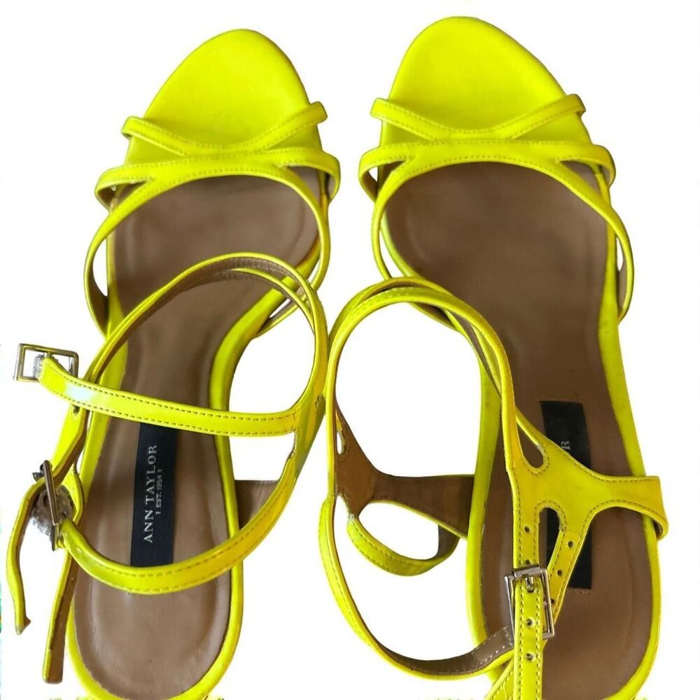 Ann Taylor Women's Yellow Strappy Heels Size 7.5 - Picture 6 of 6
